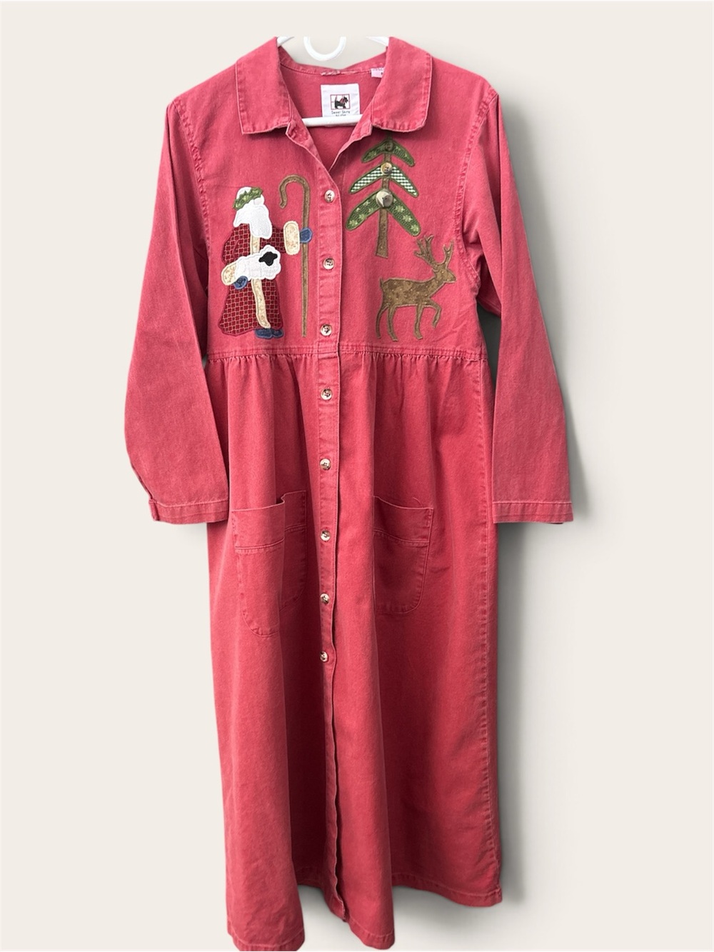 Sweet Shirts SLC Utah Patchworks Button-Front Vintage Maxi Dress in Deep Rose Sm